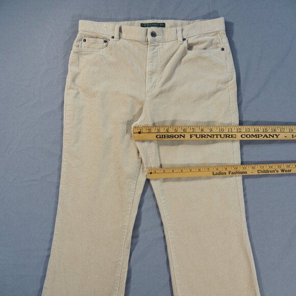 Lauren Jeans Company Pants Womens 12 Tan Corduroy Wide Leg Preppy Cottage Retro - Picture 5 of 11